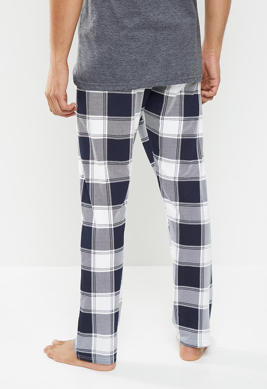 Only & Sons - Anton lounge check pant - navy & white