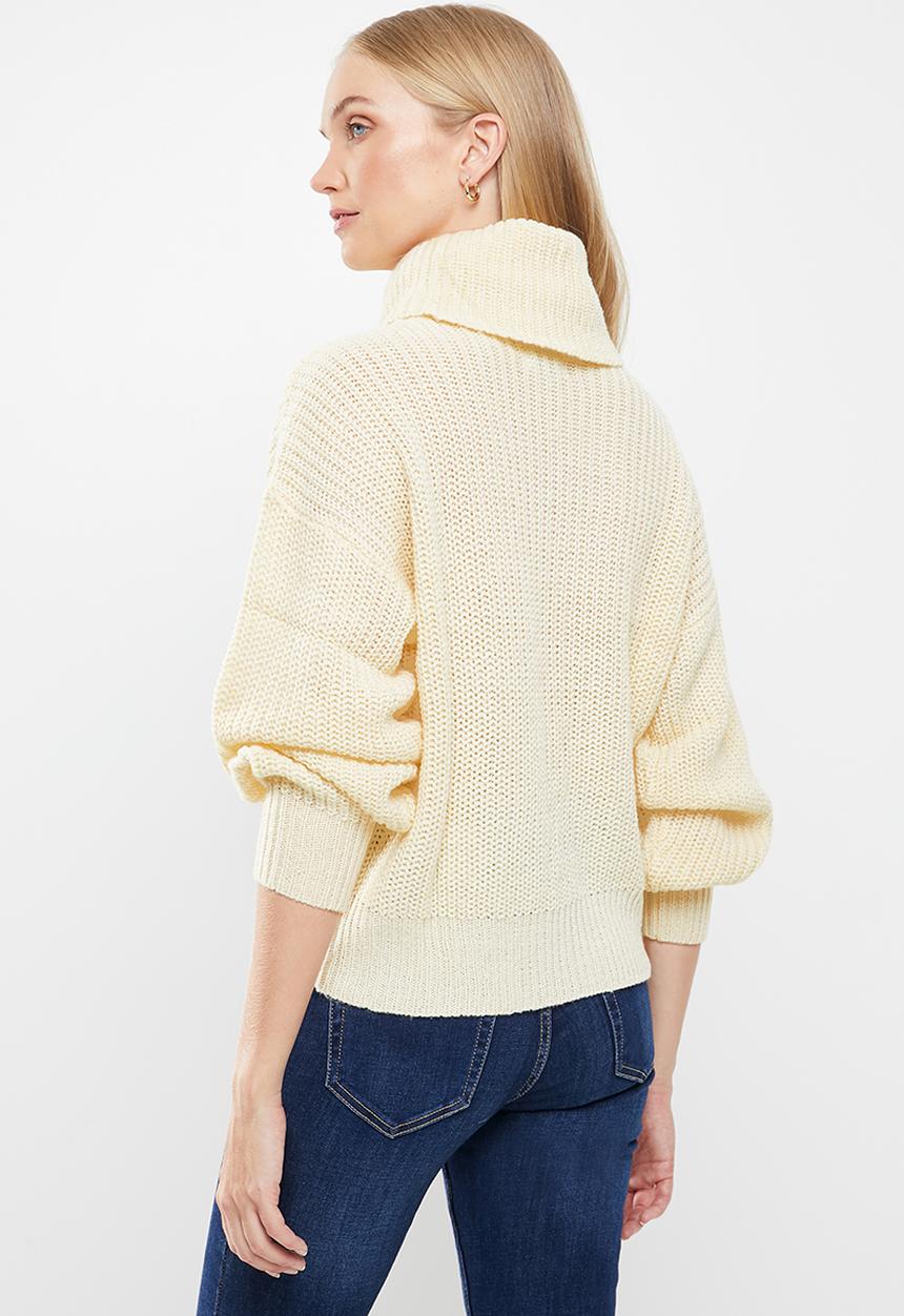 Jacqueline de Yong - Jady justy long sleeve cowlneck pullover knit - cream 
