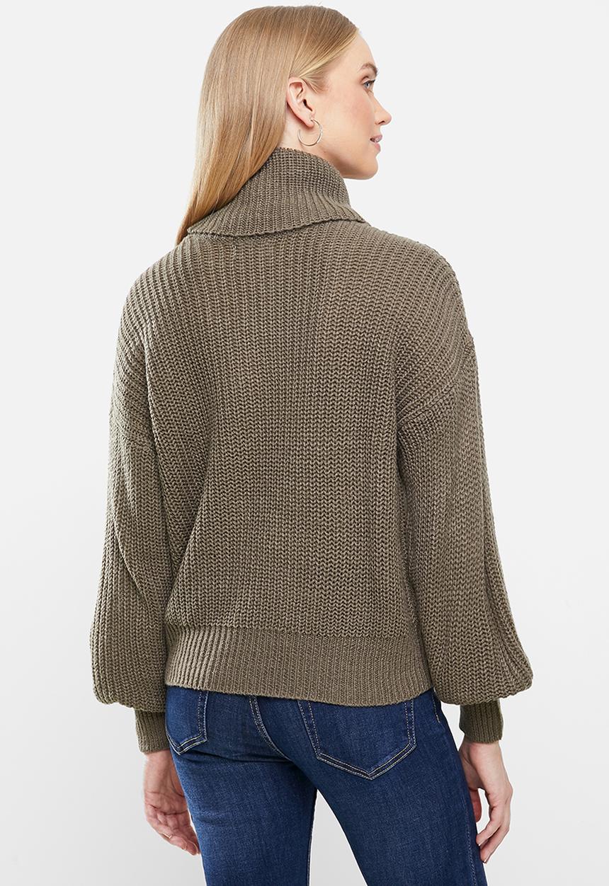 Jacqueline de Yong - Jady justy long sleeve cowlneck pullover knit - brown 