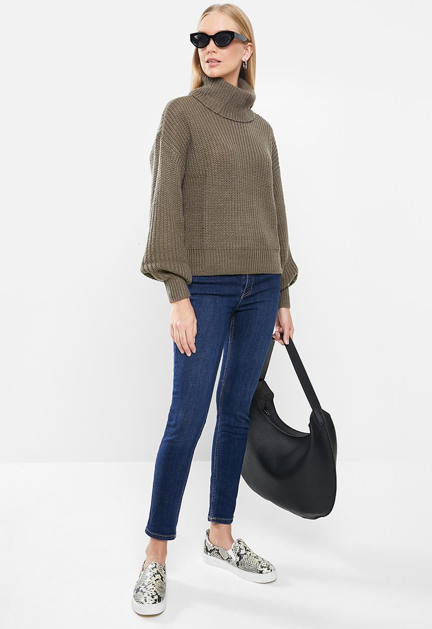 Jacqueline de Yong - Jady justy long sleeve cowlneck pullover knit - brown 