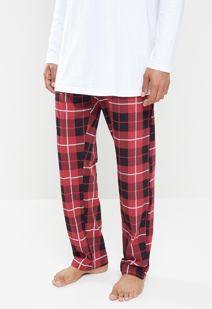 Only & Sons - Anton lounge check pant - red