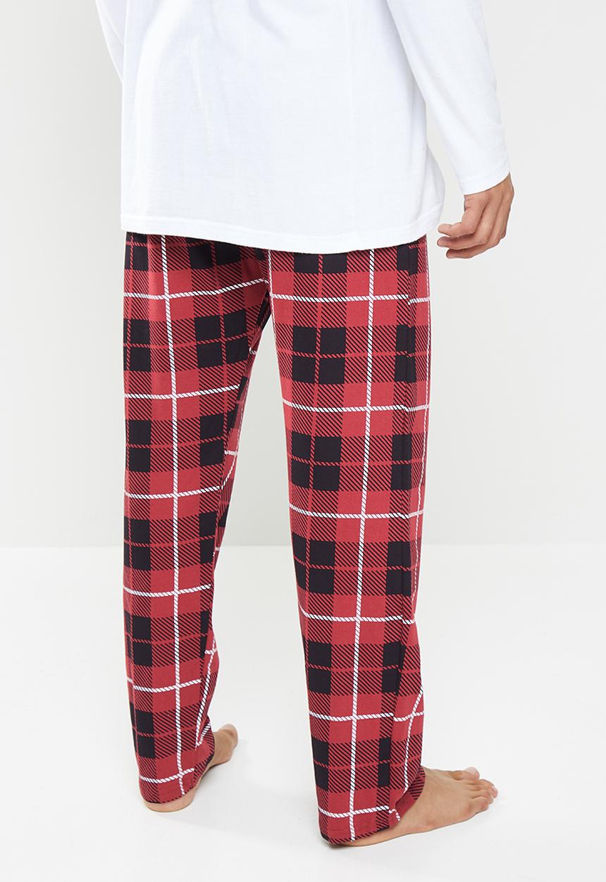 Only & Sons - Anton lounge check pant - red