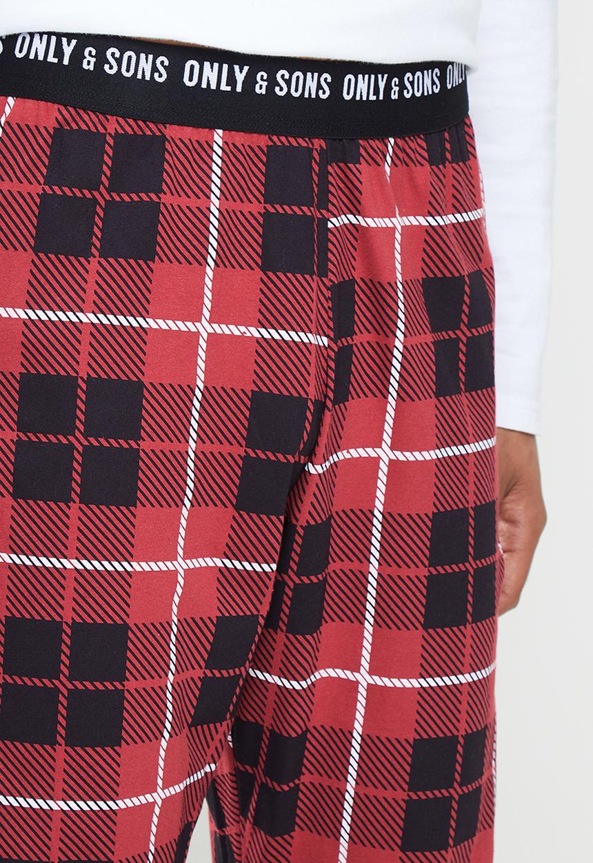 Only & Sons - Anton lounge check pant - red