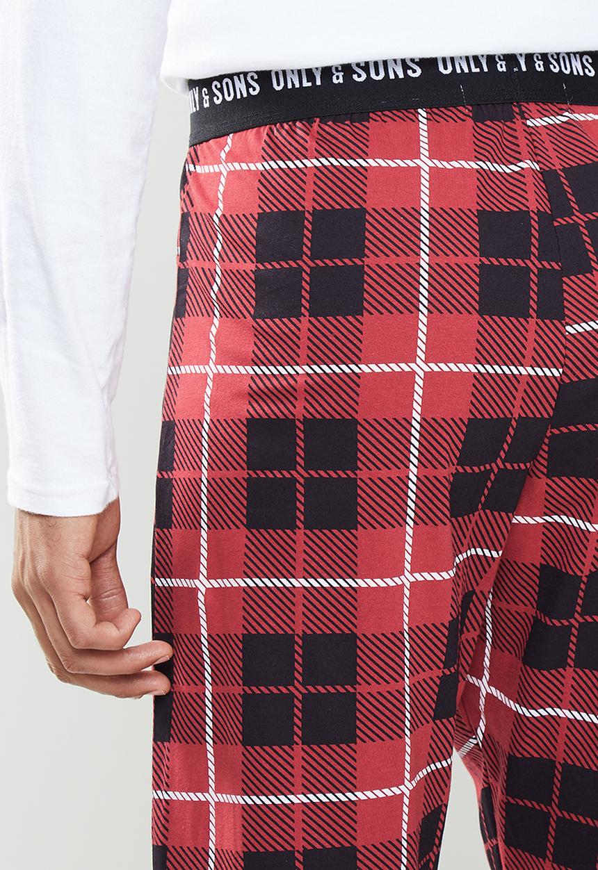 Only & Sons - Anton lounge check pant - red