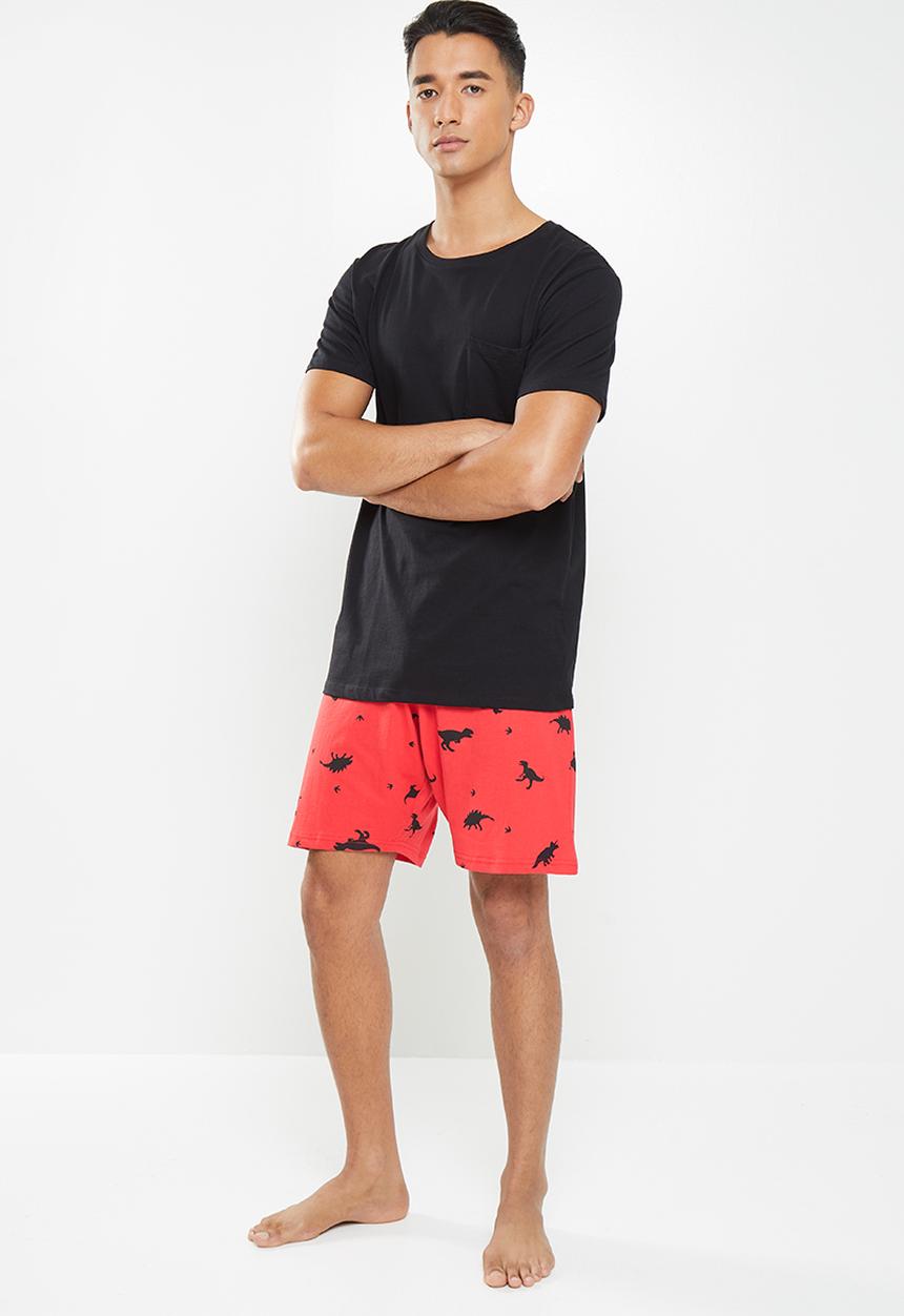 Only & Sons - Anton lounge print shorts - red