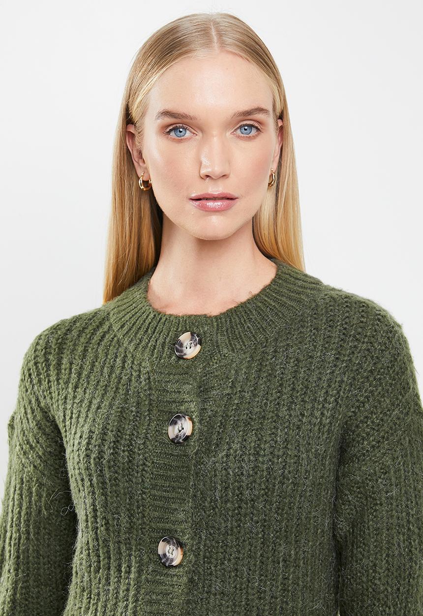 Jacqueline de Yong - Panther long sleeve cardigan knit - olive