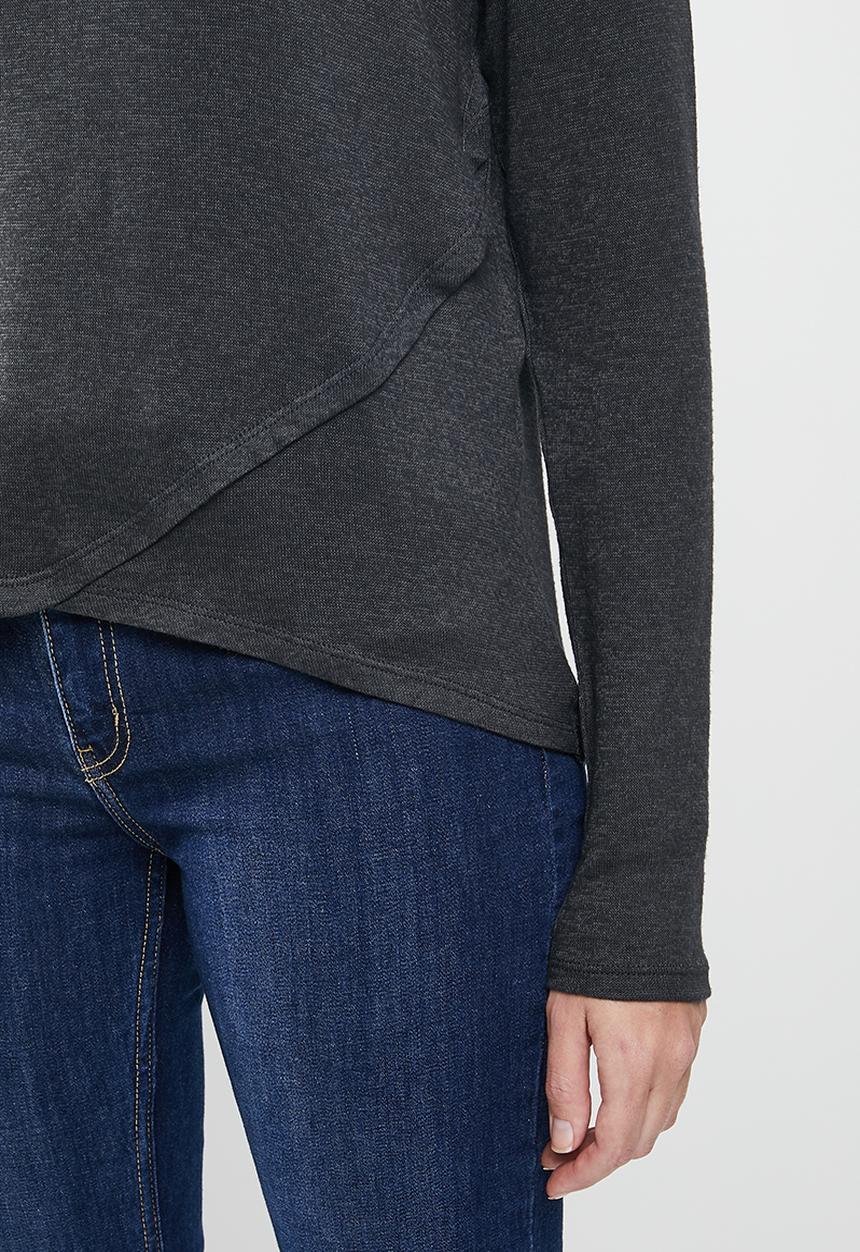 Jacqueline de Yong - Giala long sleeve wrap top - grey 