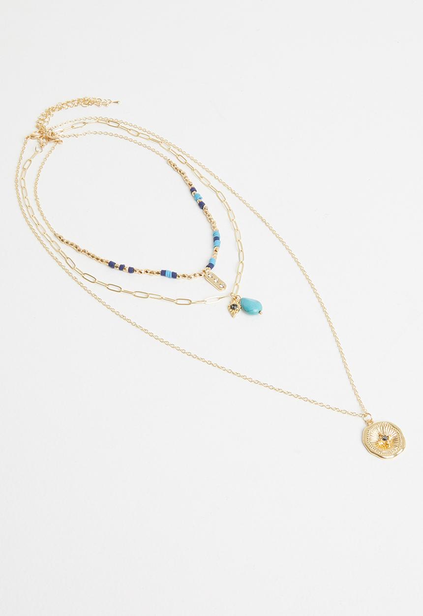 Superbalist - Zara layered necklace- blue & gold