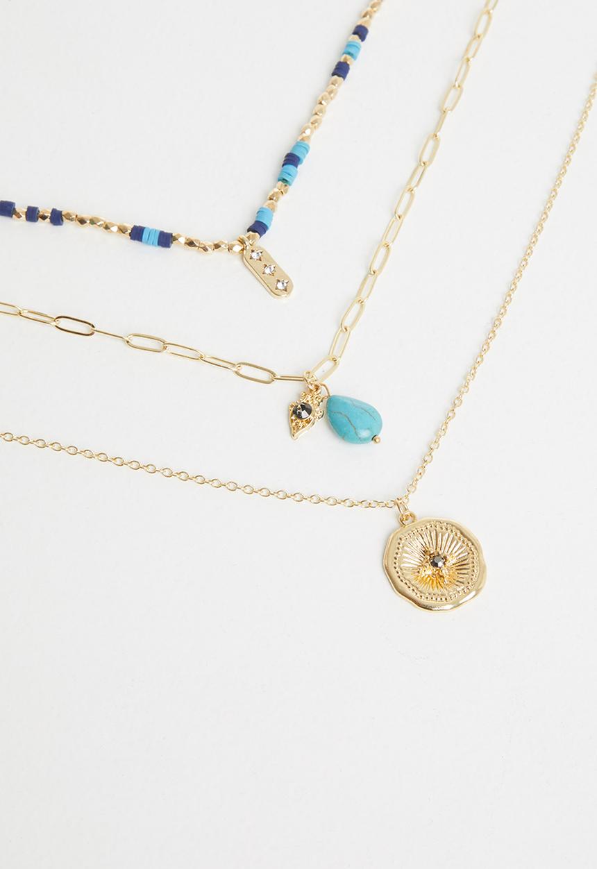 Superbalist - Zara layered necklace- blue & gold
