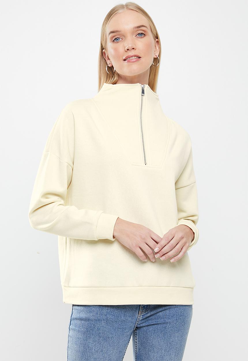 Vero Moda - Lydia long sleeve zip sweat - neutral 