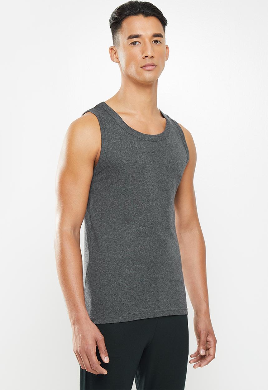 Jockey - 1 Pack jockey graphite melange classic rib vest - grey
