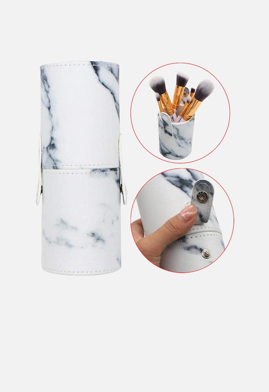 Glam Beauty - 10 Piece Make-Up Brush Set and Case - White Marble