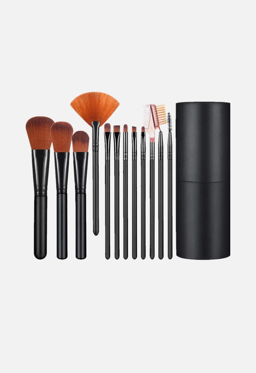Glam Beauty - 12 Piece Make-Up Brush Set and Case - Black