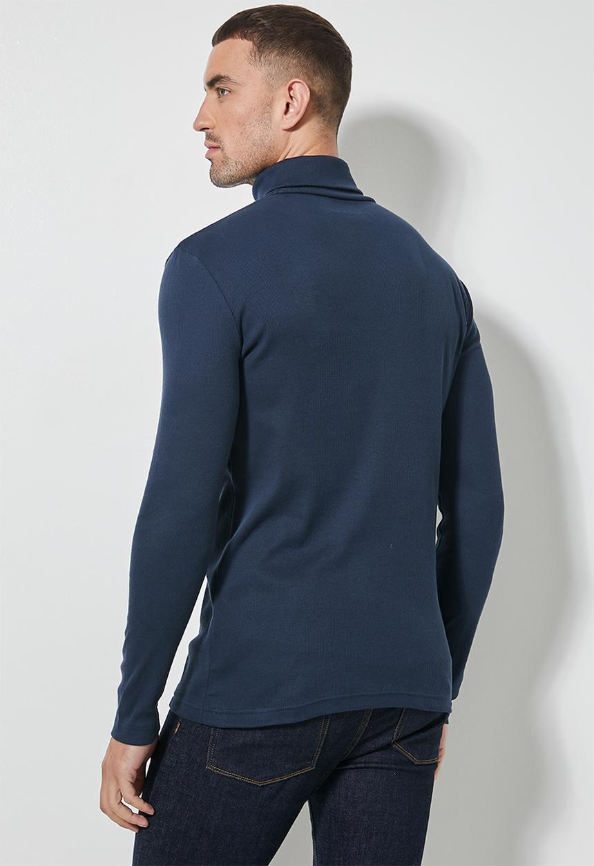 Superbalist - 2-pack sochi long sleeve ribbed roll neck tee - navy & charcoal