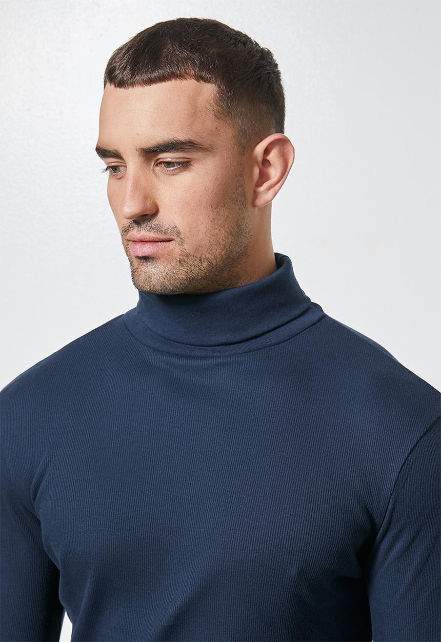 Superbalist - 2-pack sochi long sleeve ribbed roll neck tee - navy & charcoal