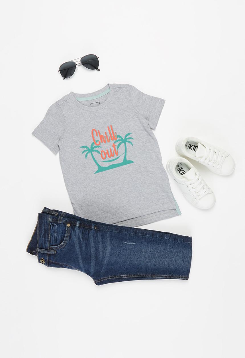 Pop Candy - Younger boys styled short sleeve top - grey