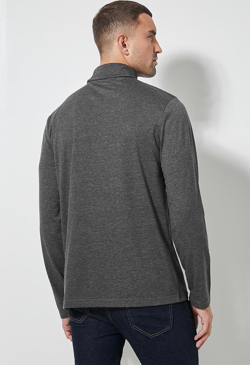 Superbalist - 2-pack milan long sleeve neck tee - charcoal & stone