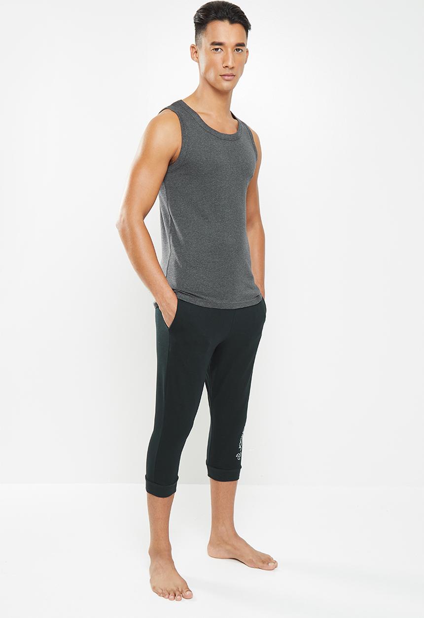 Jockey - 1 Pack plain 3/4 casual sports pants - black