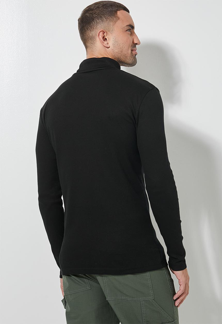 Superbalist - Sochi long sleeve ribbed roll neck tee - black