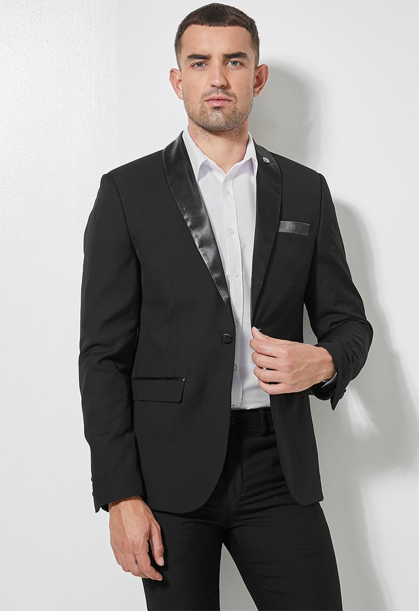Superbalist - Don fashion slim fit 1-button double vent blazer - black