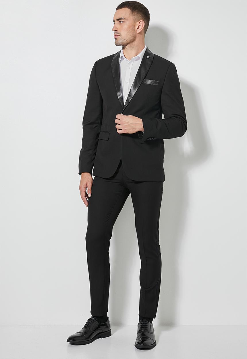Superbalist - Don fashion slim fit 1-button double vent blazer - black