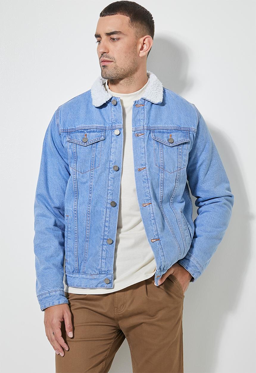 Superbalist - San Fran sherpa lined denim trucker jacket - blue