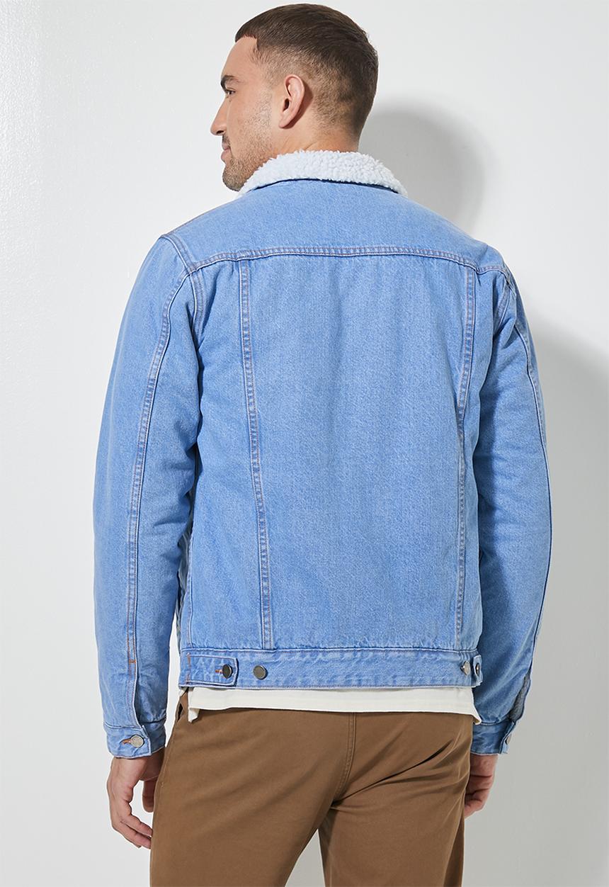Superbalist - San Fran sherpa lined denim trucker jacket - blue