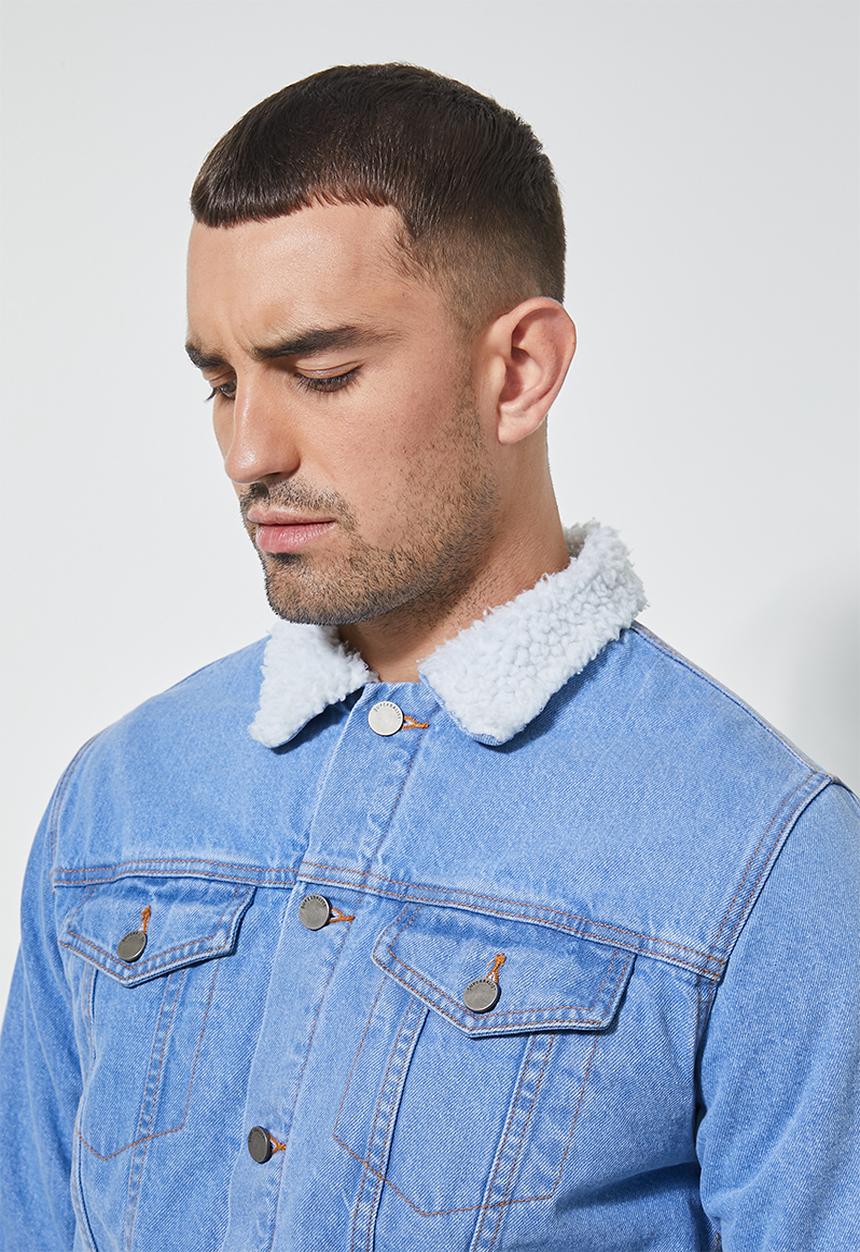 Superbalist - San Fran sherpa lined denim trucker jacket - blue