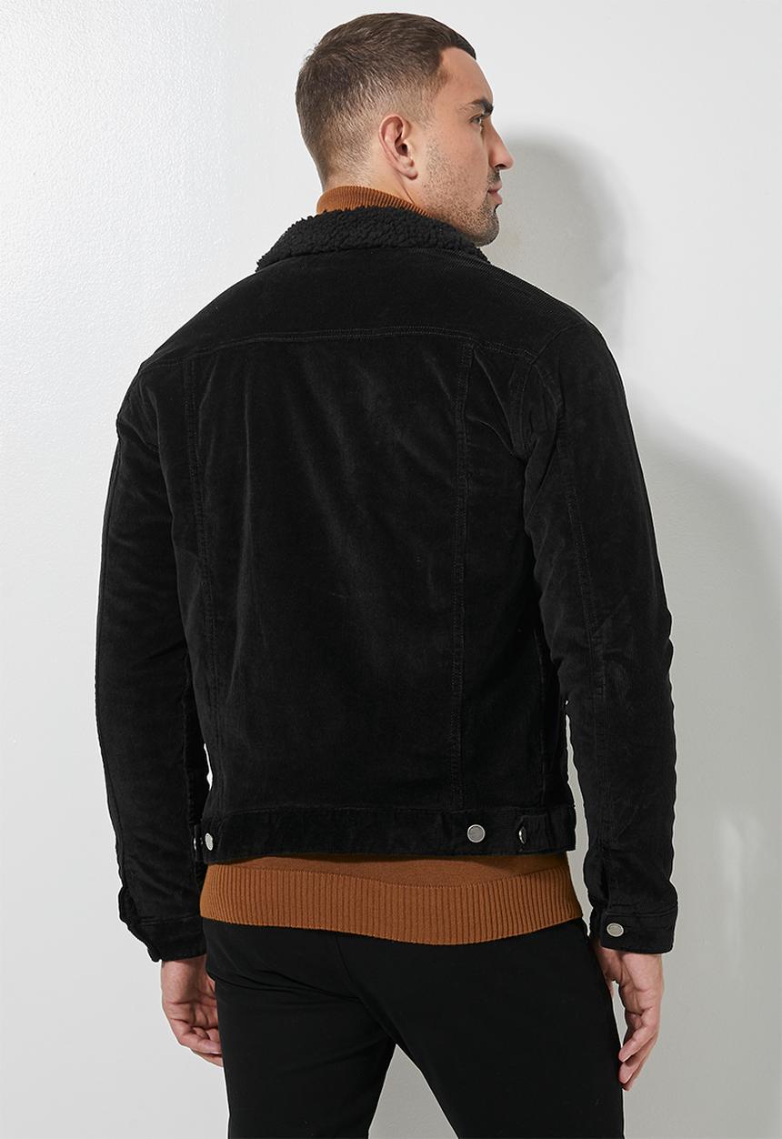 Superbalist - San Fran sherpa lined corduroy trucker jacket - black