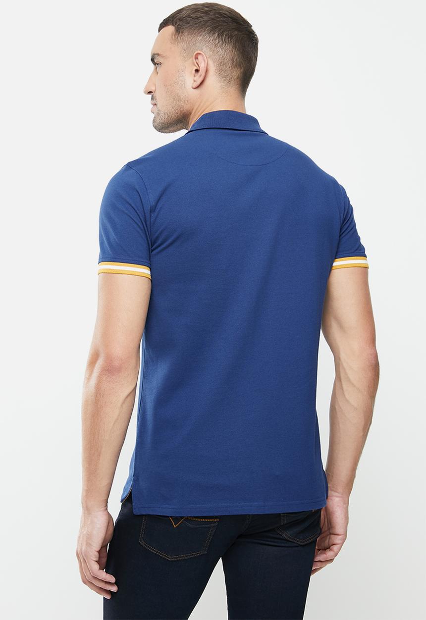 POLO - Calvin short sleeve tape fashion golfer - navy