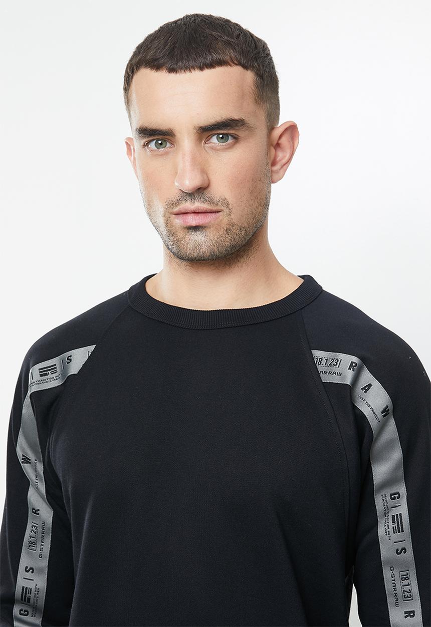 G-STAR - Raglan taping r l\s sweat - dk black