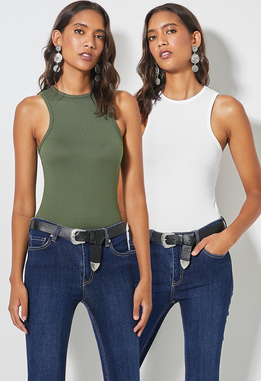 Superbalist - 2-pack fine rib cutaway bodysuit - multi