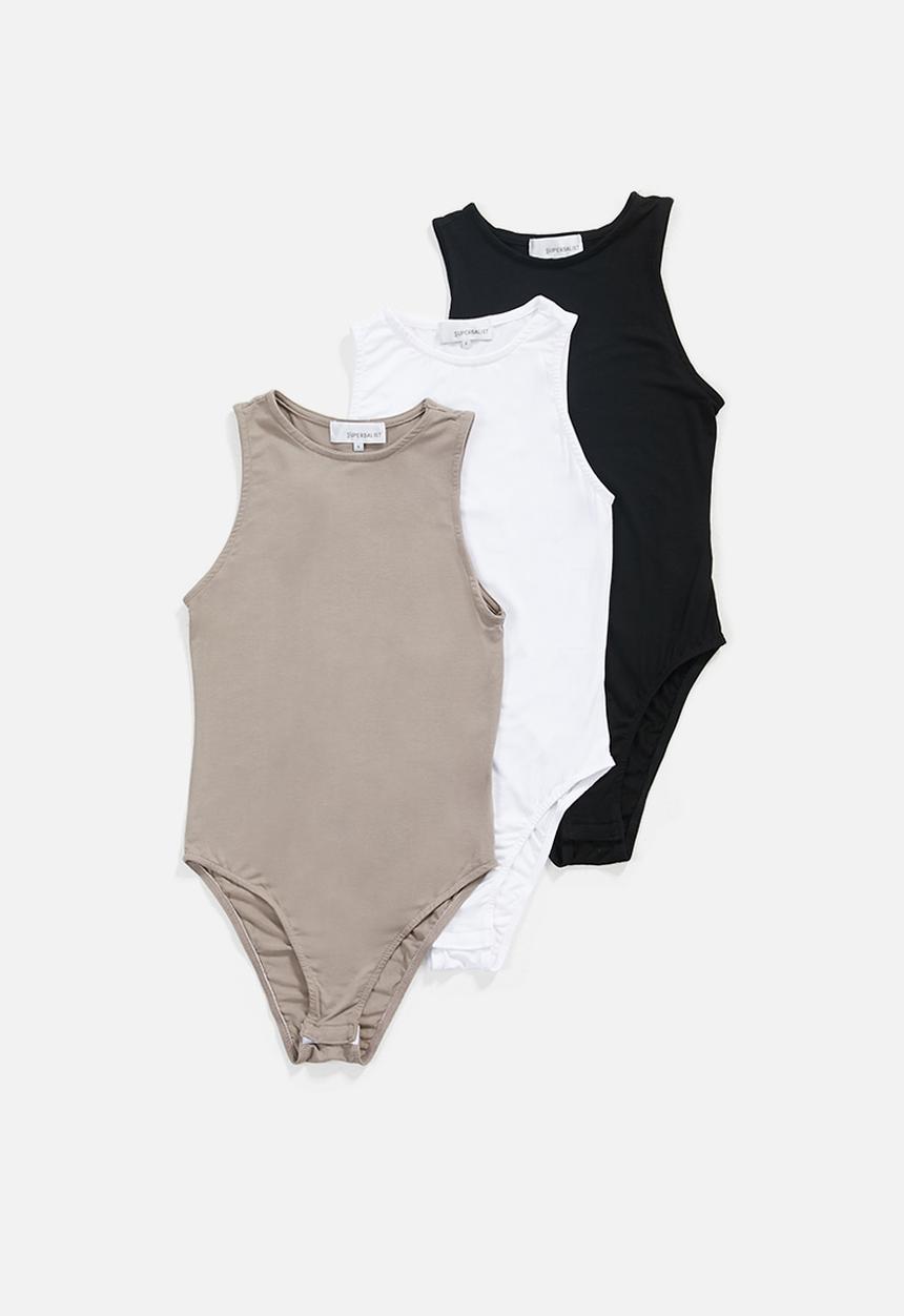 Superbalist - 3 pack hi neck cutaway bodysuit  - multi 