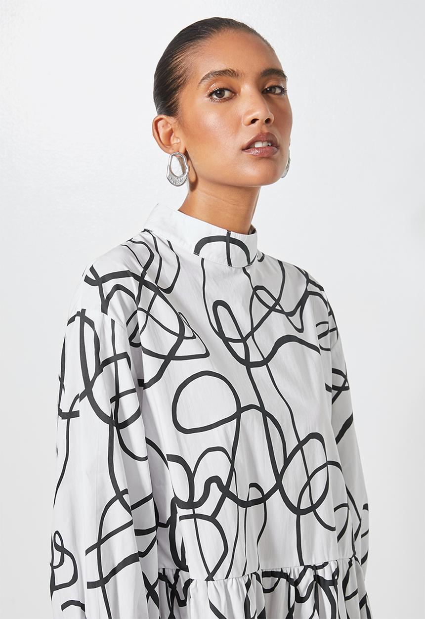 Superbalist - Hi neck tiered dress - white 