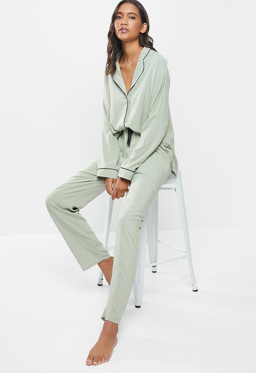 Superbalist - Sleep shirt & pants set - sage