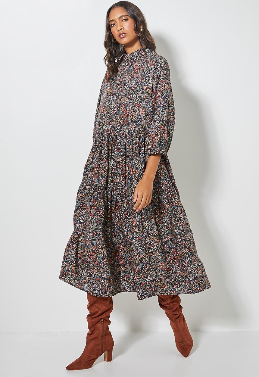 Superbalist - Hi neck tiered dress - multi 