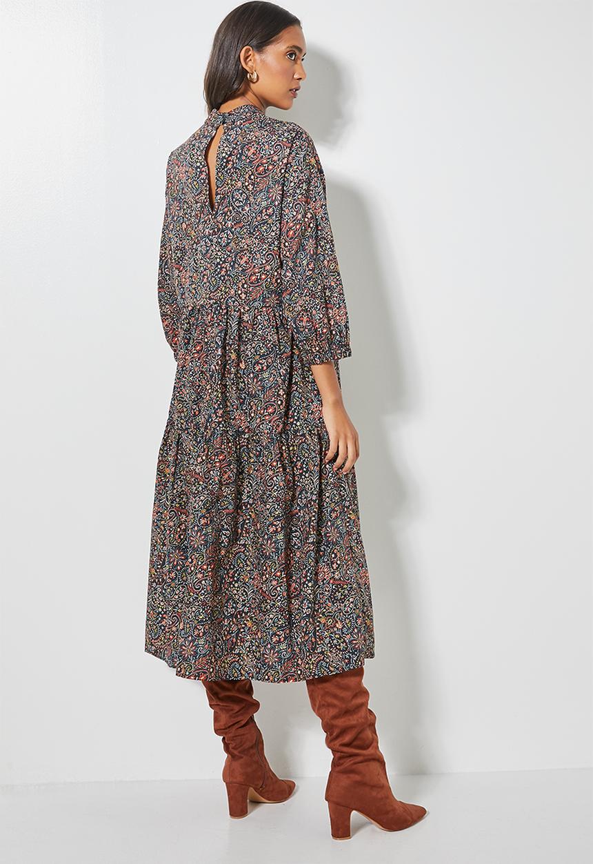 Superbalist - Hi neck tiered dress - multi 