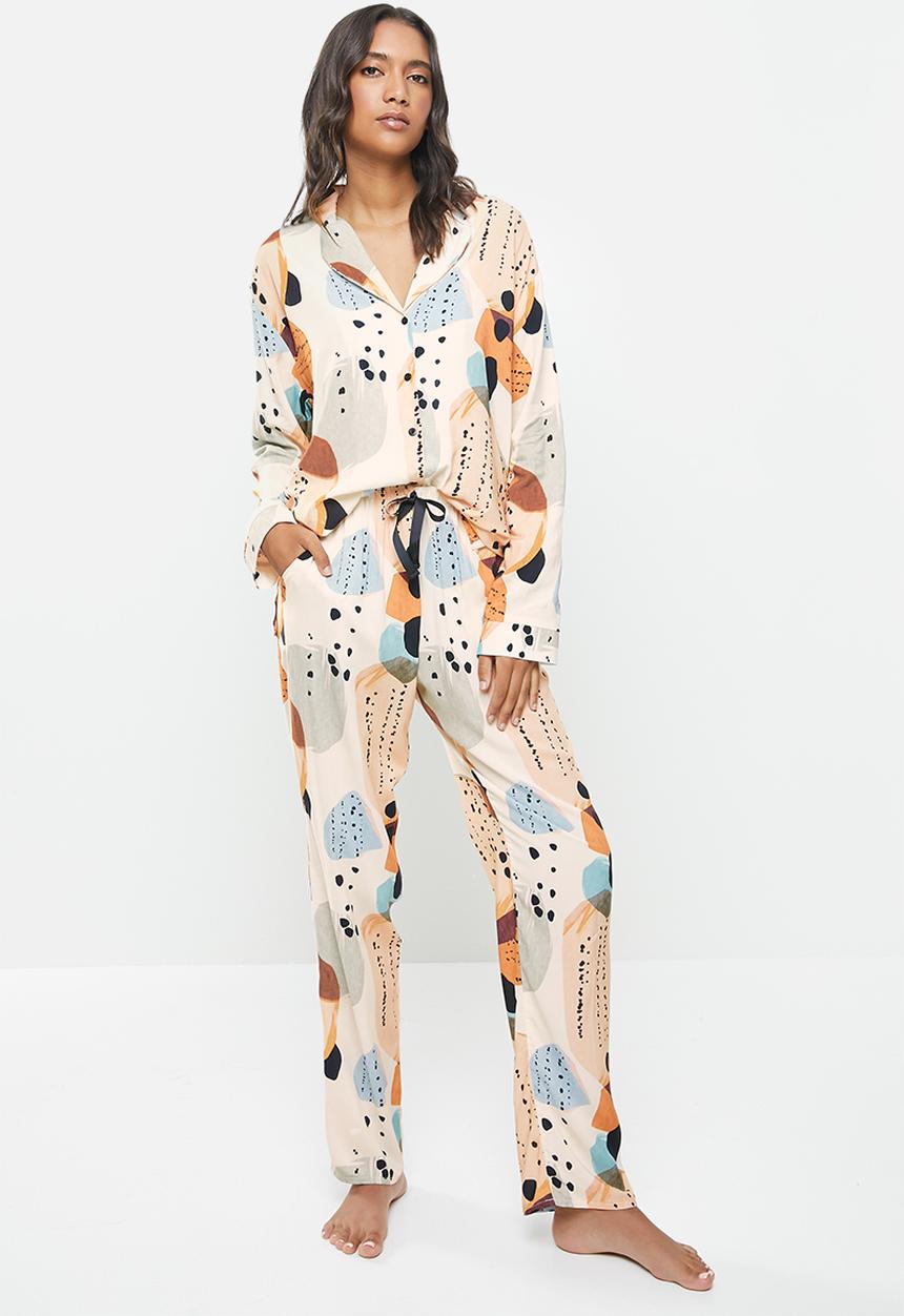 Superbalist - Sleep shirt & pants set - pastel abstract print