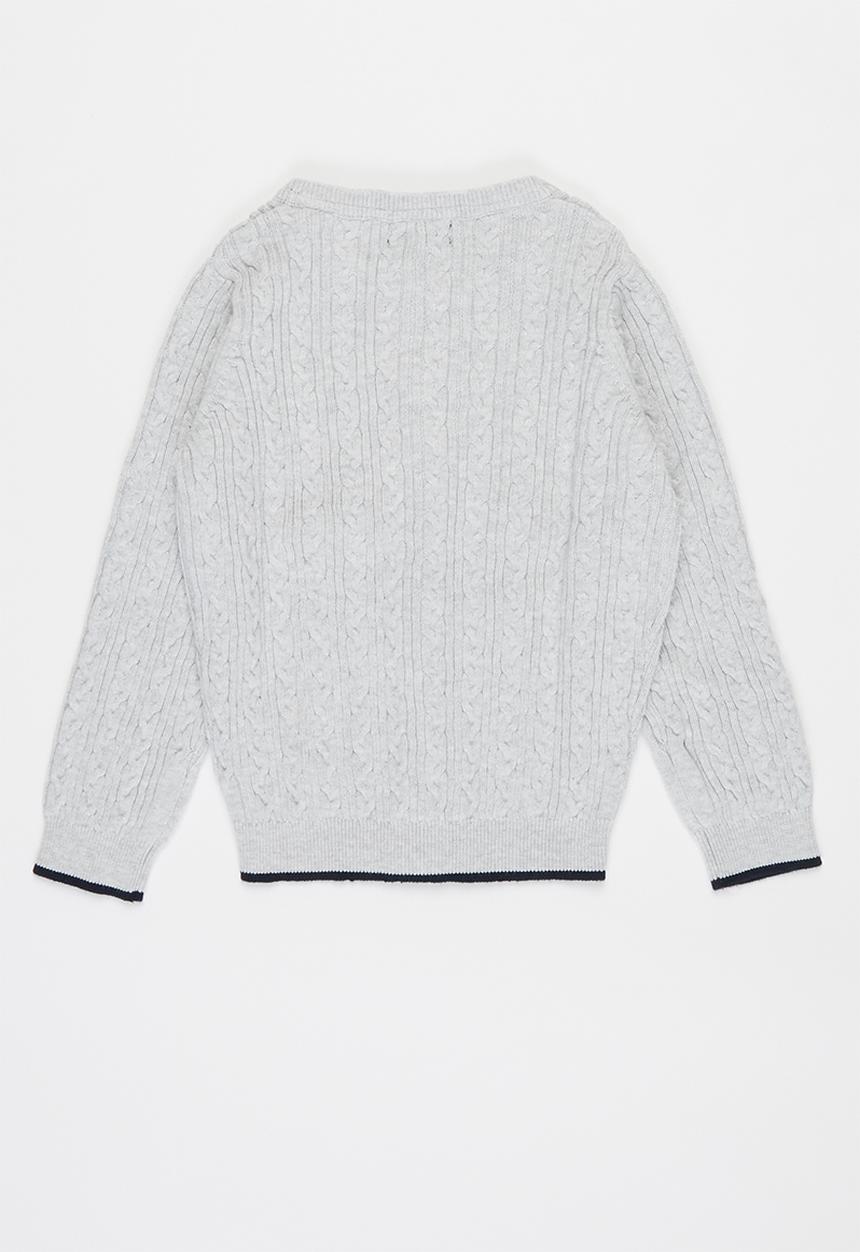 POLO - Girls madison cable knitted cardigan - grey