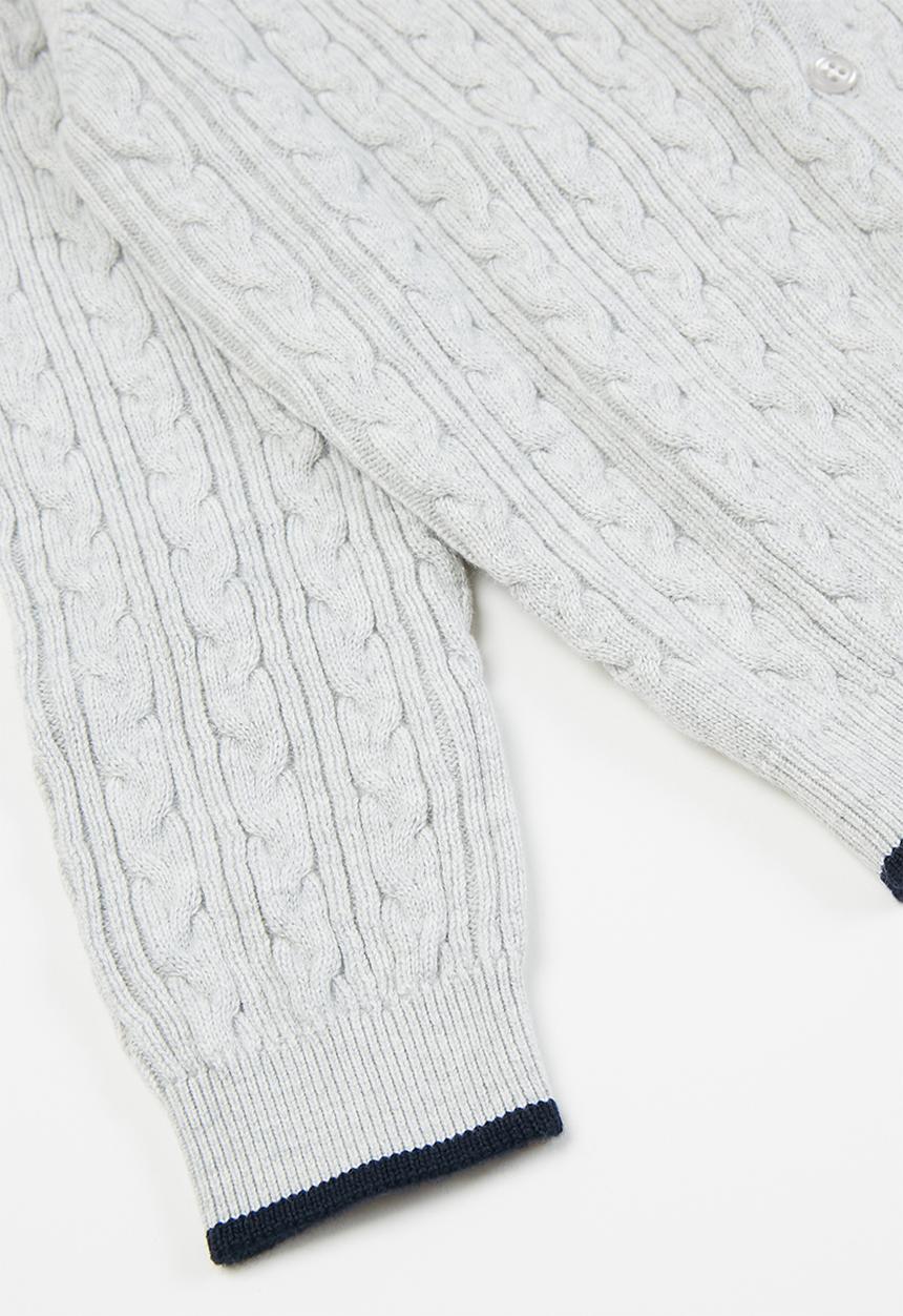 POLO - Girls madison cable knitted cardigan - grey