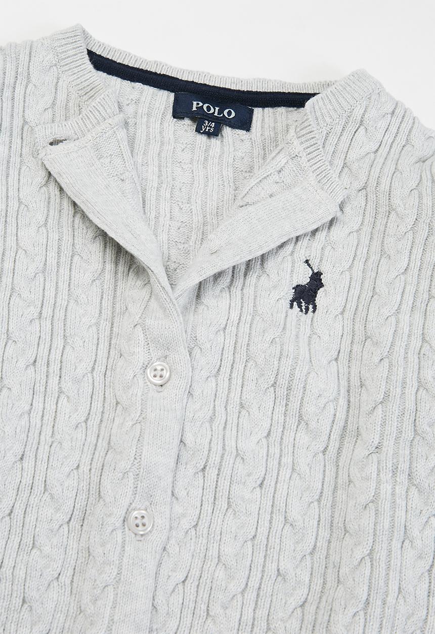 POLO - Girls madison cable knitted cardigan - grey