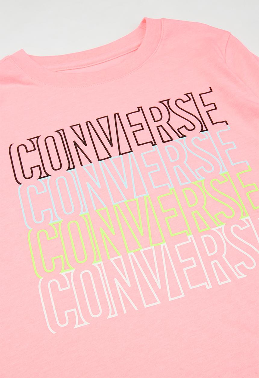 Converse - Girls Converse outlined repeat long sleeve tee - pink