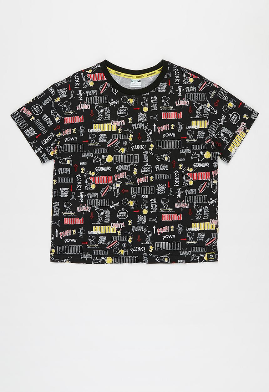 PUMA - Girls puma x peanuts aop tee - black