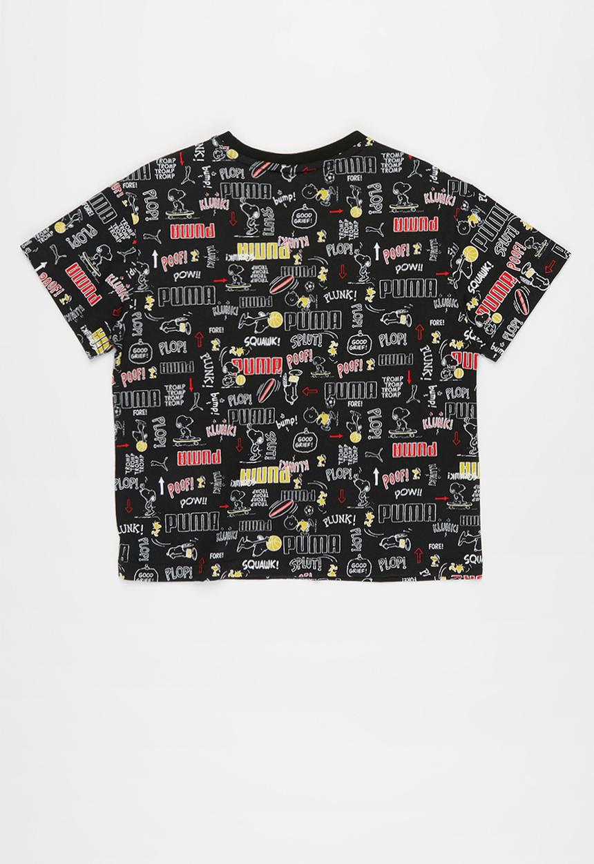 PUMA - Girls puma x peanuts aop tee - black