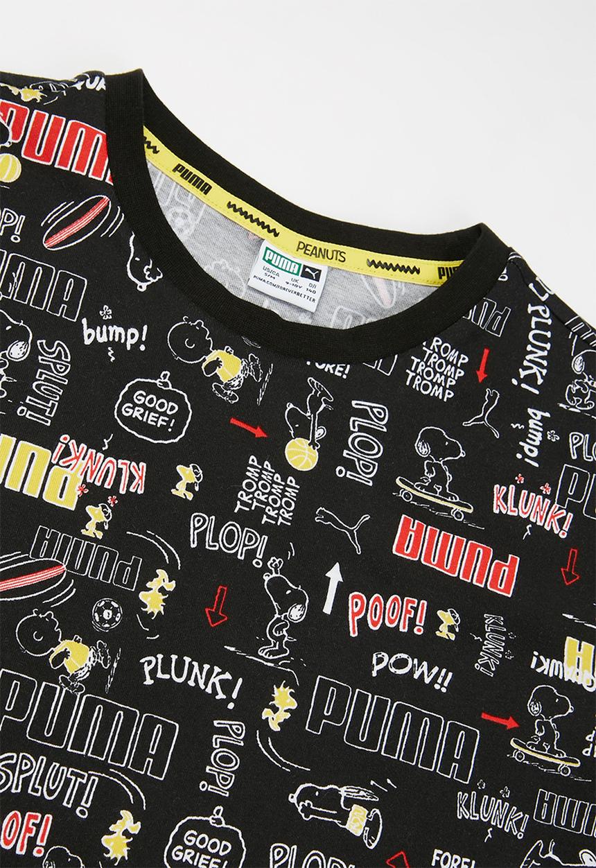 PUMA - Girls puma x peanuts aop tee - black