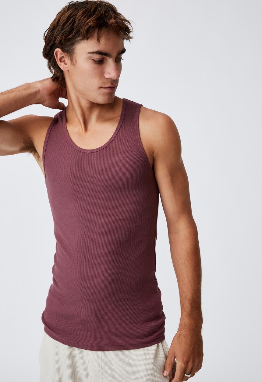 Cotton On - 2x2 rib tank - aged wine