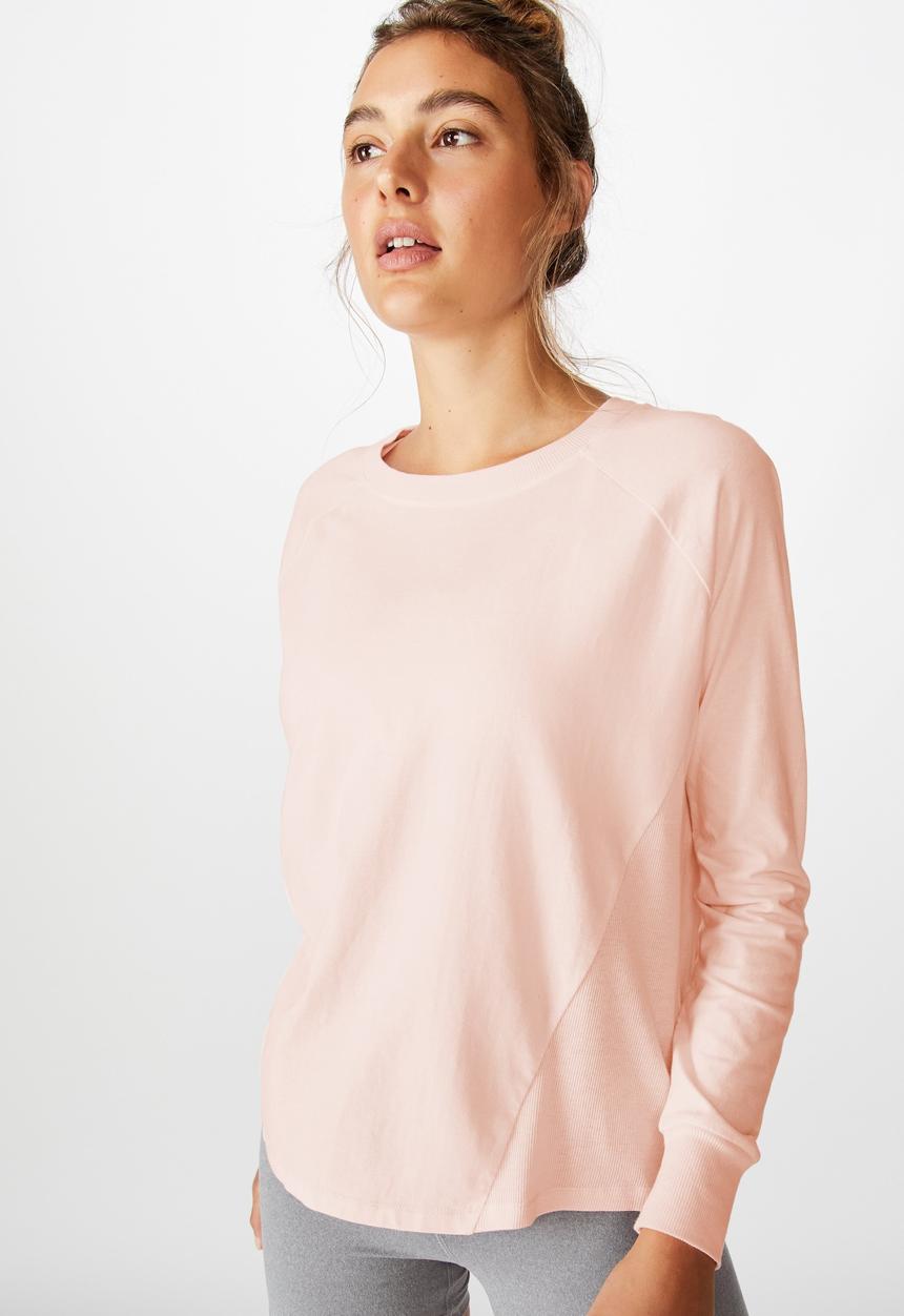 Cotton On - Active rib long sleeve top - pink sherbet