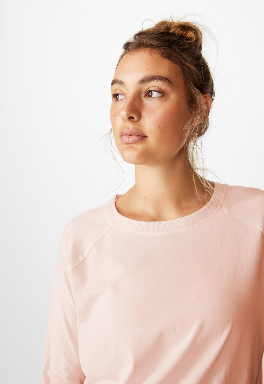 Cotton On - Active rib long sleeve top - pink sherbet
