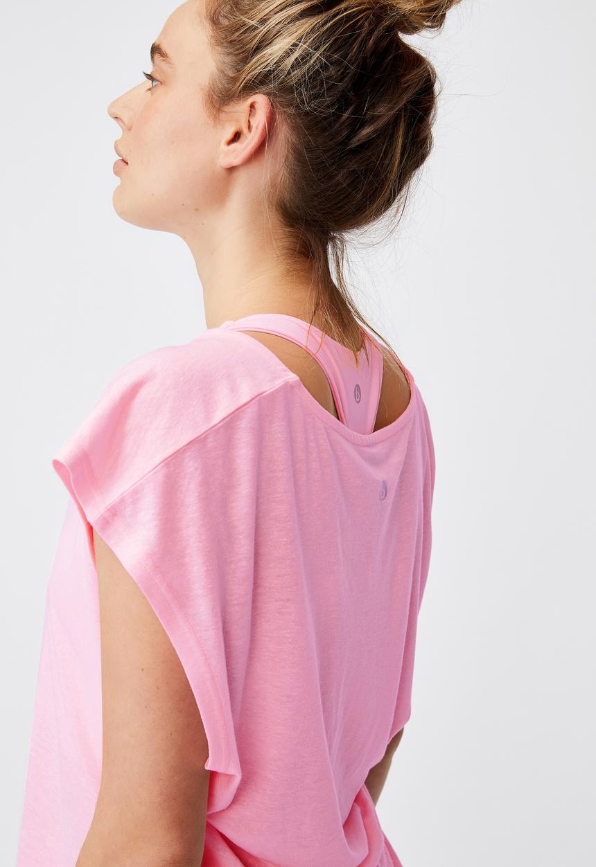 Cotton On - Active scoop hem T-shirt - pink sherbet