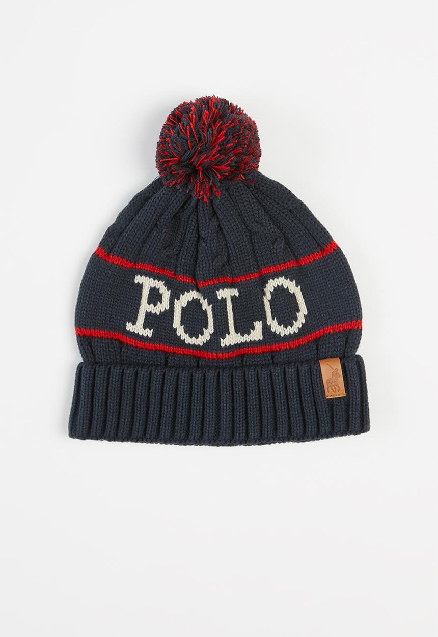 POLO - Boys cameron branded beanie- navy & red 